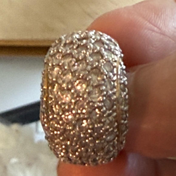14 karat gold, diamond pave dome ring - Picture 6 of 8